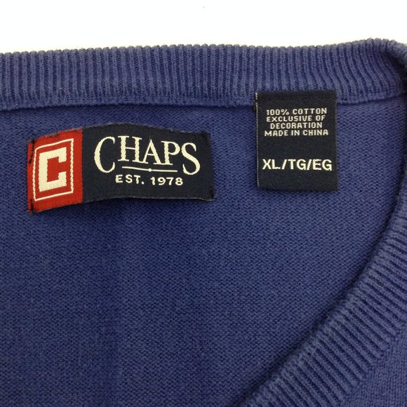 Ralph Lauren Chaps Blue Knit Sweater Pullover Chest Logo - Picture 9 of 10